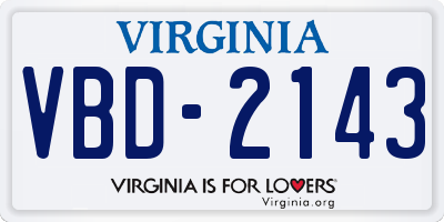 VA license plate VBD2143