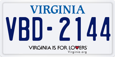 VA license plate VBD2144