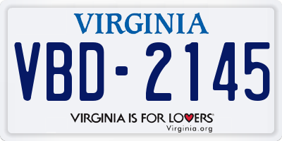 VA license plate VBD2145