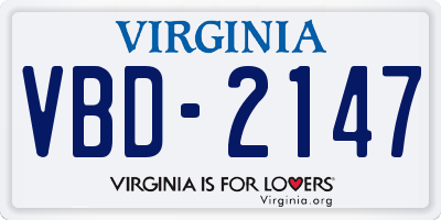 VA license plate VBD2147