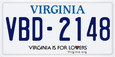 VA license plate VBD2148
