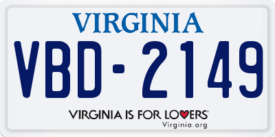 VA license plate VBD2149
