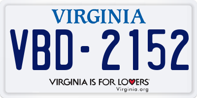 VA license plate VBD2152