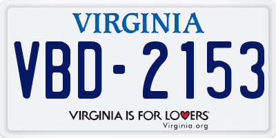 VA license plate VBD2153