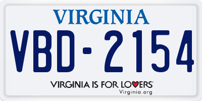 VA license plate VBD2154