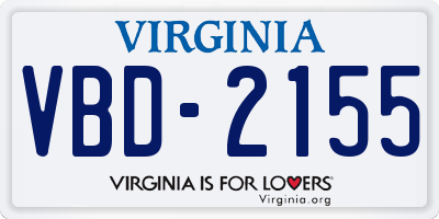 VA license plate VBD2155