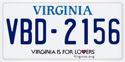 VA license plate VBD2156