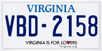 VA license plate VBD2158
