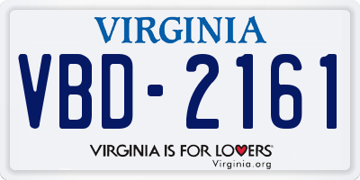 VA license plate VBD2161