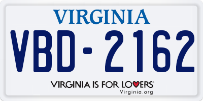 VA license plate VBD2162