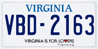 VA license plate VBD2163