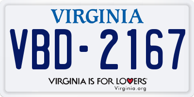 VA license plate VBD2167