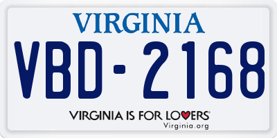 VA license plate VBD2168