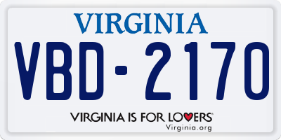 VA license plate VBD2170