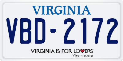 VA license plate VBD2172