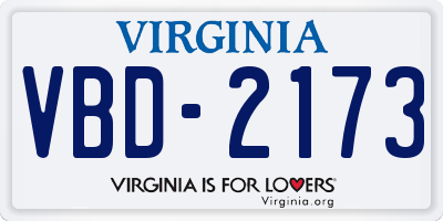 VA license plate VBD2173