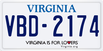 VA license plate VBD2174