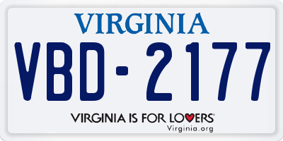 VA license plate VBD2177