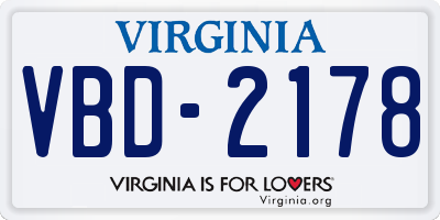 VA license plate VBD2178