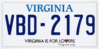 VA license plate VBD2179