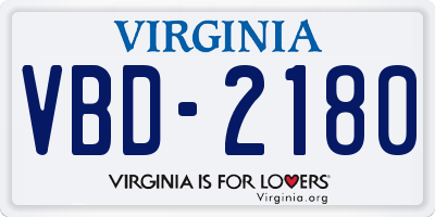 VA license plate VBD2180