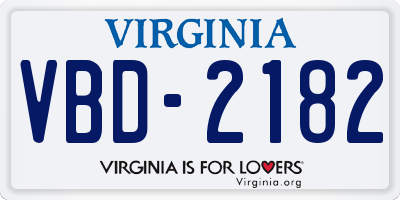 VA license plate VBD2182