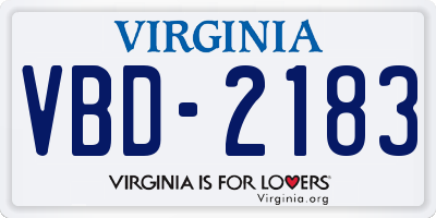 VA license plate VBD2183