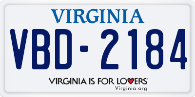 VA license plate VBD2184