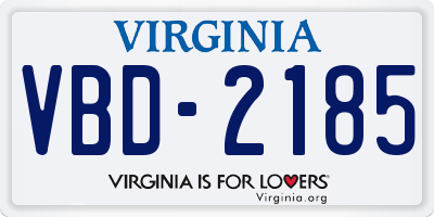 VA license plate VBD2185