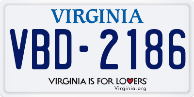 VA license plate VBD2186