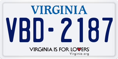 VA license plate VBD2187