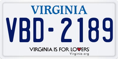 VA license plate VBD2189