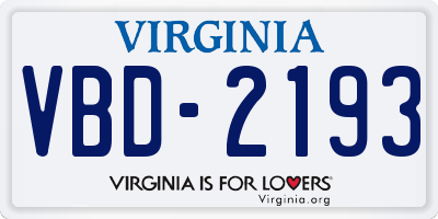VA license plate VBD2193