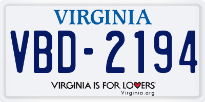 VA license plate VBD2194