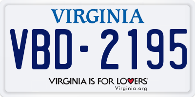VA license plate VBD2195
