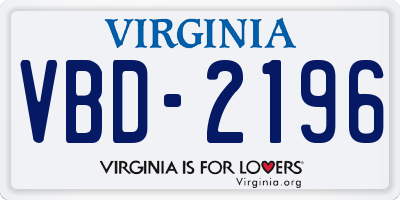 VA license plate VBD2196