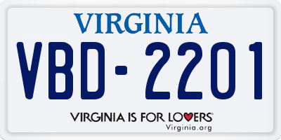 VA license plate VBD2201