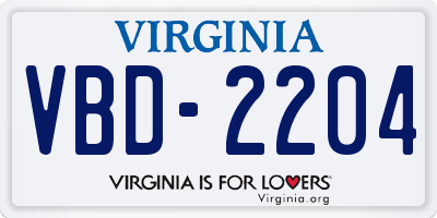 VA license plate VBD2204