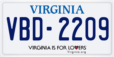 VA license plate VBD2209