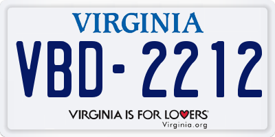 VA license plate VBD2212