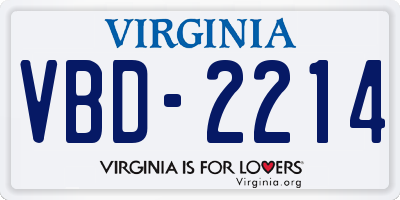VA license plate VBD2214