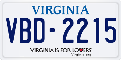 VA license plate VBD2215