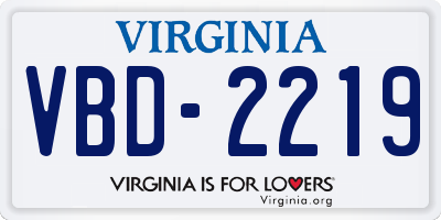 VA license plate VBD2219