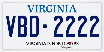 VA license plate VBD2222