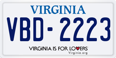 VA license plate VBD2223