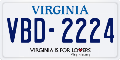 VA license plate VBD2224