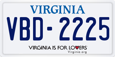 VA license plate VBD2225