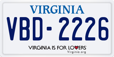 VA license plate VBD2226