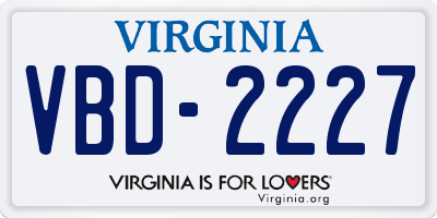 VA license plate VBD2227