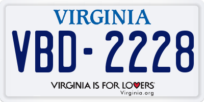 VA license plate VBD2228